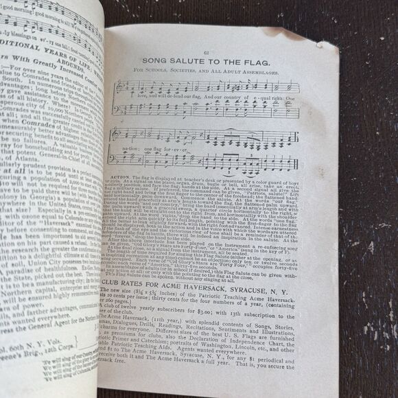 The Acme Haversack Patriotic Song Book Rare 1897 Antique Illustrated Washington - Picture 10 of 13